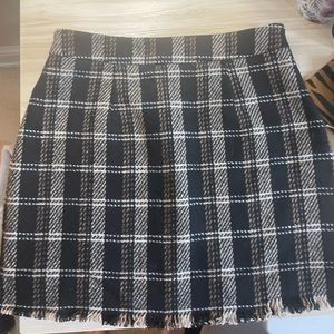 French Duo Black Multi Plaid Mini Skirt